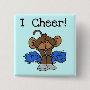 Monkey Cheerleader Blue and Grey Tshirts and Gifts 15 Cm Square Badge