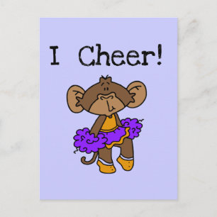 Monkey Cheerleader Gold and Purple Postcard