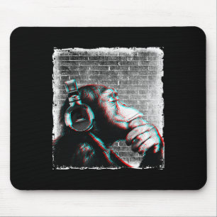 Monkey Chimp With Headphones Shirt - Edm Dj Music Mouse Mat
