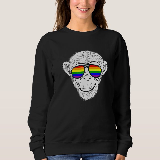 Monkey Chimp With Rainbow Sunglasses Rainbow Monke Sweatshirt (Front)