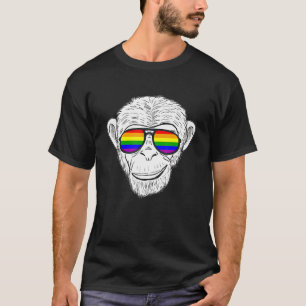 Monkey Chimp With Rainbow Sunglasses Rainbow Monke T-Shirt