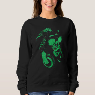 Monkey Chimp With Sunglasses And Headphones  4 Sweatshirt