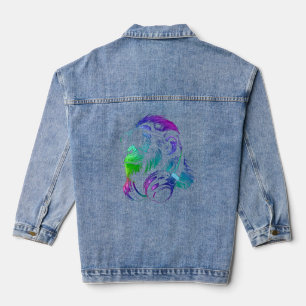 Monkey Chimp With Sunglasses And Headphones Denim Jacket