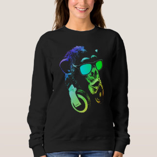 Monkey Chimp With Sunglasses And Headphones Sweatshirt