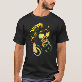 Monkey Chimp With Sunglasses And Headphones   T-Shirt