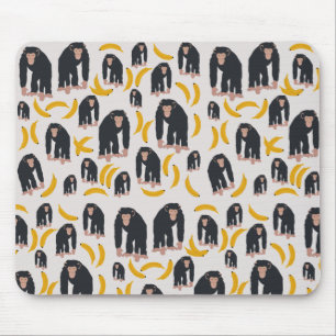 Monkey Chimpanzee & Banana Pattern  Mouse Mat