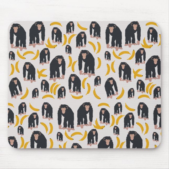 Monkey Chimpanzee & Banana Pattern  Mouse Mat (Front)