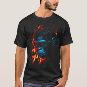 Monkey Chimpanzee Flames Cute Monkey Animal T-Shirt