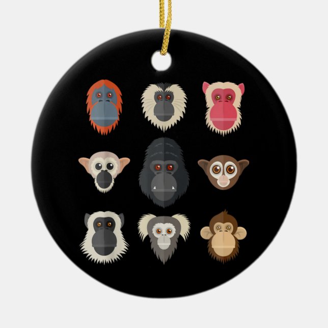 Monkey Chimpanzee Gorilla Spider Monkey Squirrel M Ceramic Tree Decoration (Front)