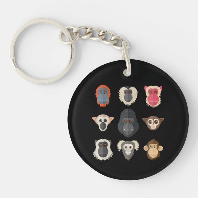 Monkey Chimpanzee Gorilla Spider Monkey Squirrel M Key Ring (Front)