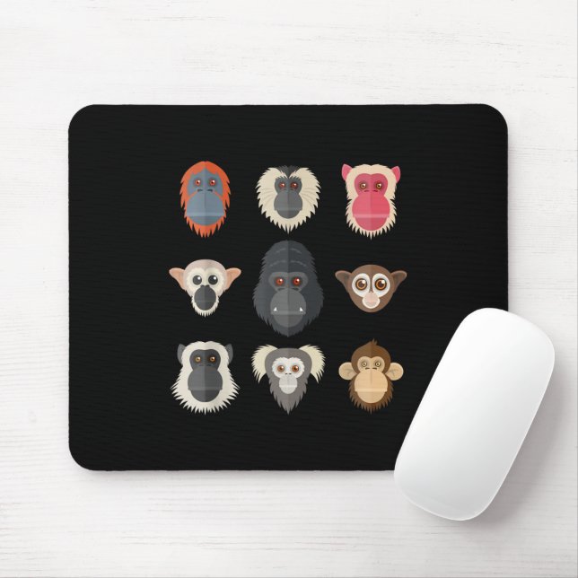 Monkey Chimpanzee Gorilla Spider Monkey Squirrel M Mouse Mat (With Mouse)