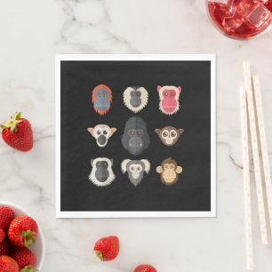 Monkey Chimpanzee Gorilla Spider Monkey Squirrel M Napkin