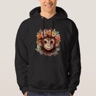 Monkey Chimpanzee Jungle Animal Boho Floral Ape 21 Hoodie