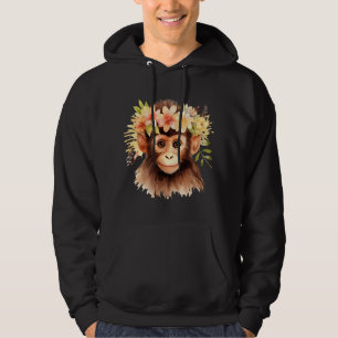 Monkey Chimpanzee Jungle Animal Boho Floral Ape 23 Hoodie
