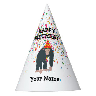 Monkey Chimpanzee Partying Animals Birthday Party Hat