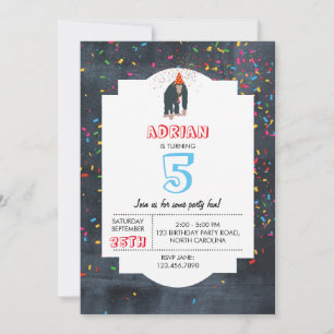 Monkey Chimpanzee Partying Animals Birthday Party  Invitation