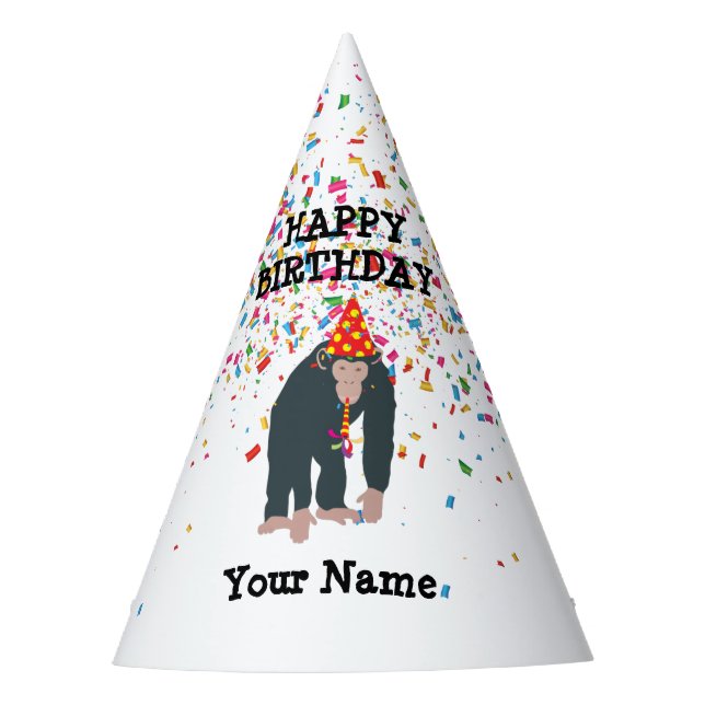 Monkey Chimpanzee Partying Animals Birthday Party  Party Hat (Front)