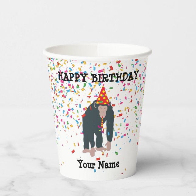 Monkey Chimpanzee Partying Animals Having a Party  Paper Cups (Left)