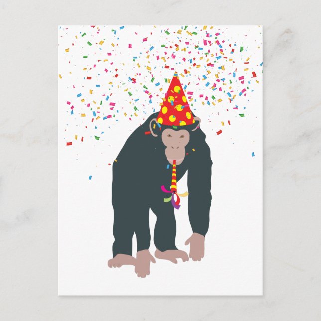 Monkey Chimpanzee Partying Animals Having a Party Postcard (Front)