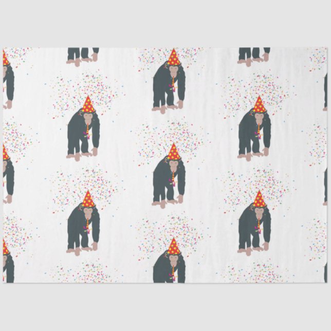 Monkey Chimpanzee Partying Animals Having a Party Tissue Paper (Front)