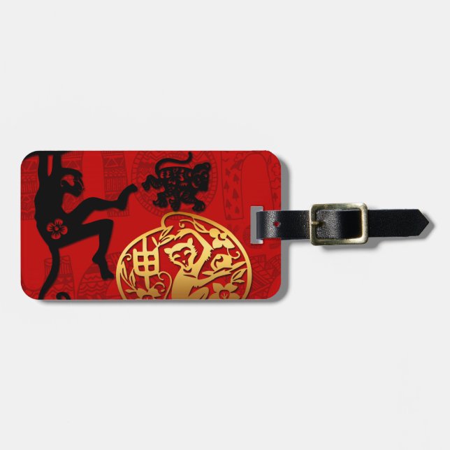 Monkey Chinese Year Zodiac Birthday Luggage Tag (Front Horizontal)