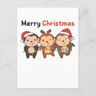 Monkey Christmas Animals Monkeys Merry Christmas Holiday Postcard