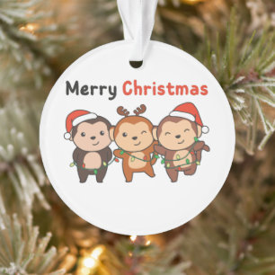 Monkey Christmas Animals Monkeys Merry Christmas O Ornament