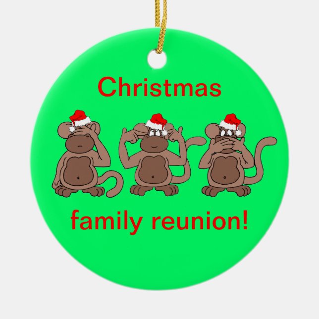 monkey Christmas Ceramic Tree Decoration (Front)