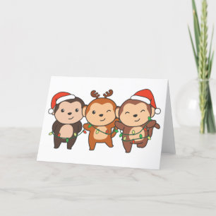 Monkey Christmas Christmas Animals Cute Monkeys Ho Holiday Card