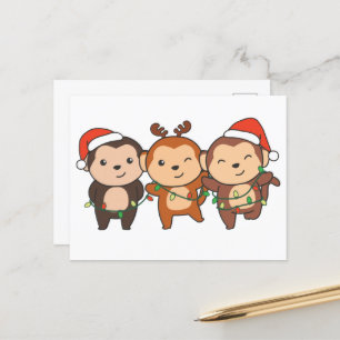 Monkey Christmas Christmas Animals Cute Monkeys Ho Holiday Postcard