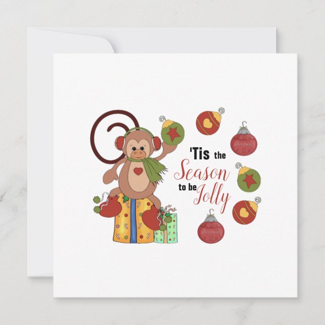 Monkey Christmas Flat Greeting Card (Front)