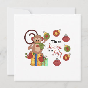 Monkey Christmas Flat Greeting Card