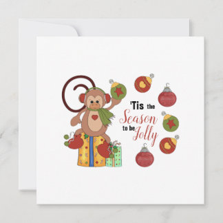 Monkey Christmas Flat Greeting Card