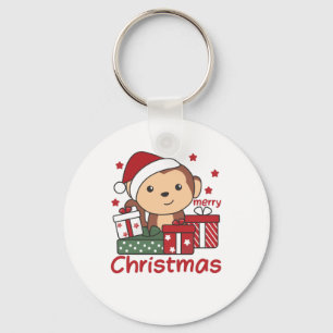 Monkey Christmas Gift Winter Animals Monkeys Key Ring