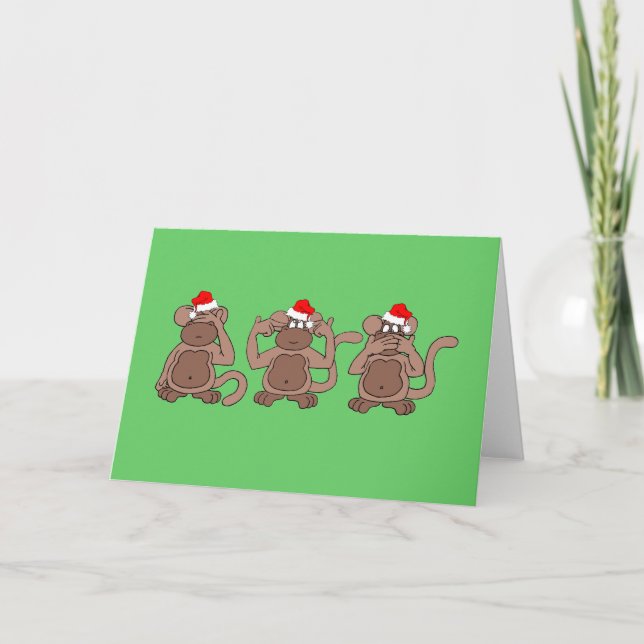 monkey Christmas Holiday Card (Front)
