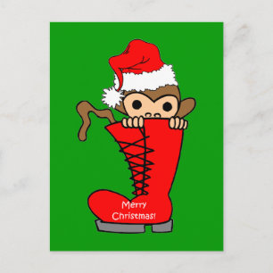 monkey Christmas Holiday Postcard