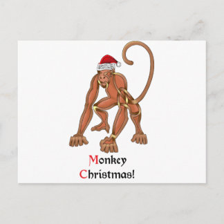 Monkey Christmas Holiday Postcard