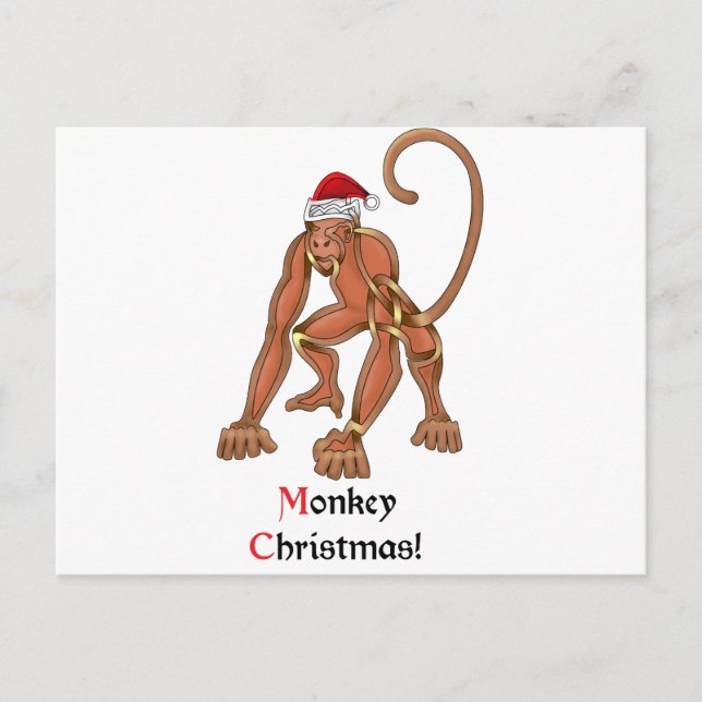 Monkey Christmas Holiday Postcard (Front)