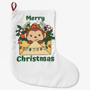 Monkey Christmas Letter Winter Animals Monkeys Large Christmas Stocking