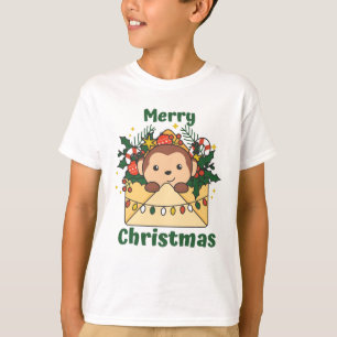 Monkey Christmas Letter Winter Animals Monkeys T-Shirt