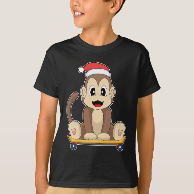 Monkey Christmas Skateboard T-Shirt (Front)