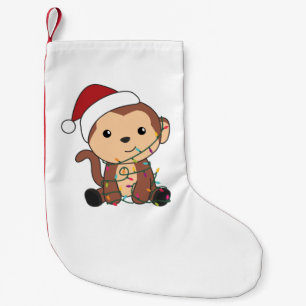 Monkey Christmas Snow Winter Animals Monkeys Adult Small Christmas Stocking