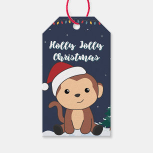 Monkey Christmas Snow Winter Animals Monkeys Gift  Gift Tags