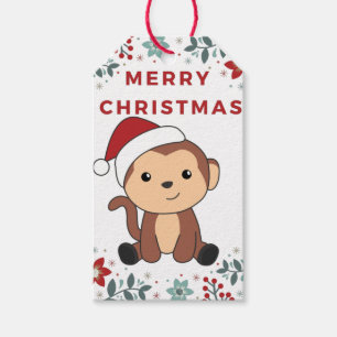 Monkey Christmas Snow Winter Animals Monkeys Gift Tags