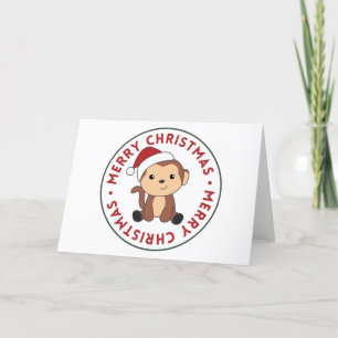 Monkey Christmas Snow Winter Animals Monkeys Holid Holiday Card