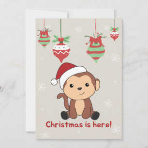 Monkey Christmas Snow Winter Animals Monkeys Holid Holiday Card