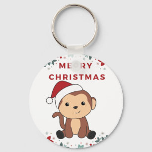 Monkey Christmas Snow Winter Animals Monkeys Keych Key Ring