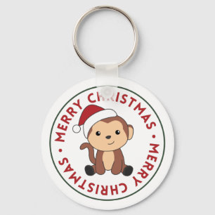 Monkey Christmas Snow Winter Animals Monkeys Keych Key Ring