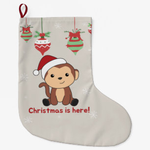 Monkey Christmas Snow Winter Animals Monkeys Large Large Christmas Stocking