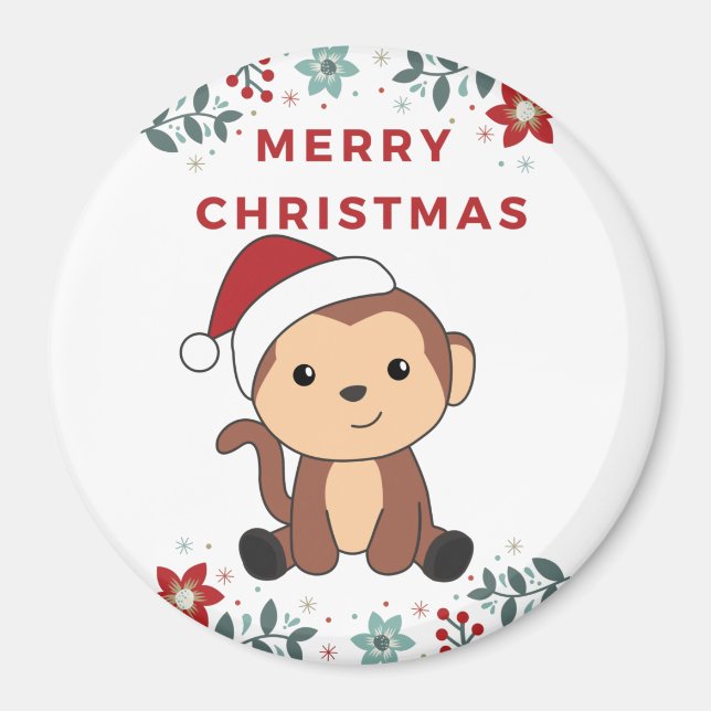 Monkey Christmas Snow Winter Animals Monkeys Magne Magnet (Front)